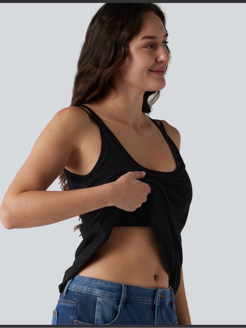 Halara U-Neck Strappy Tank w/ Built-In Bra